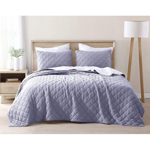 3件套可翻轉被套,柔軟水洗超細纖維鉆石刺繡床罩被套